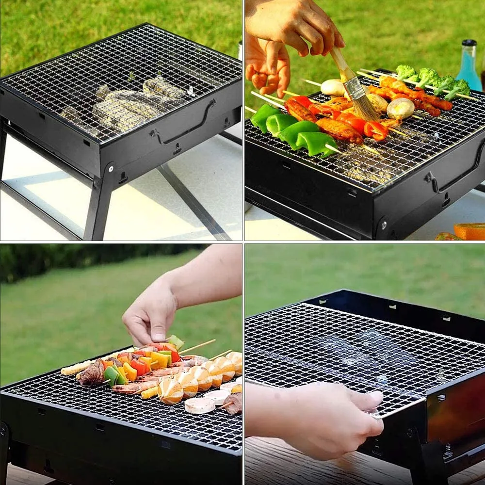 stainless steel portable folding charcoal bbq grill