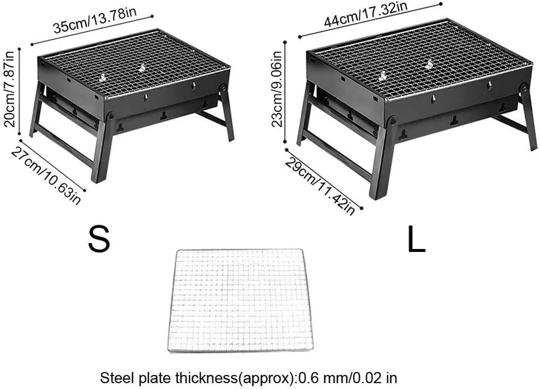 stainless steel portable folding charcoal bbq grill