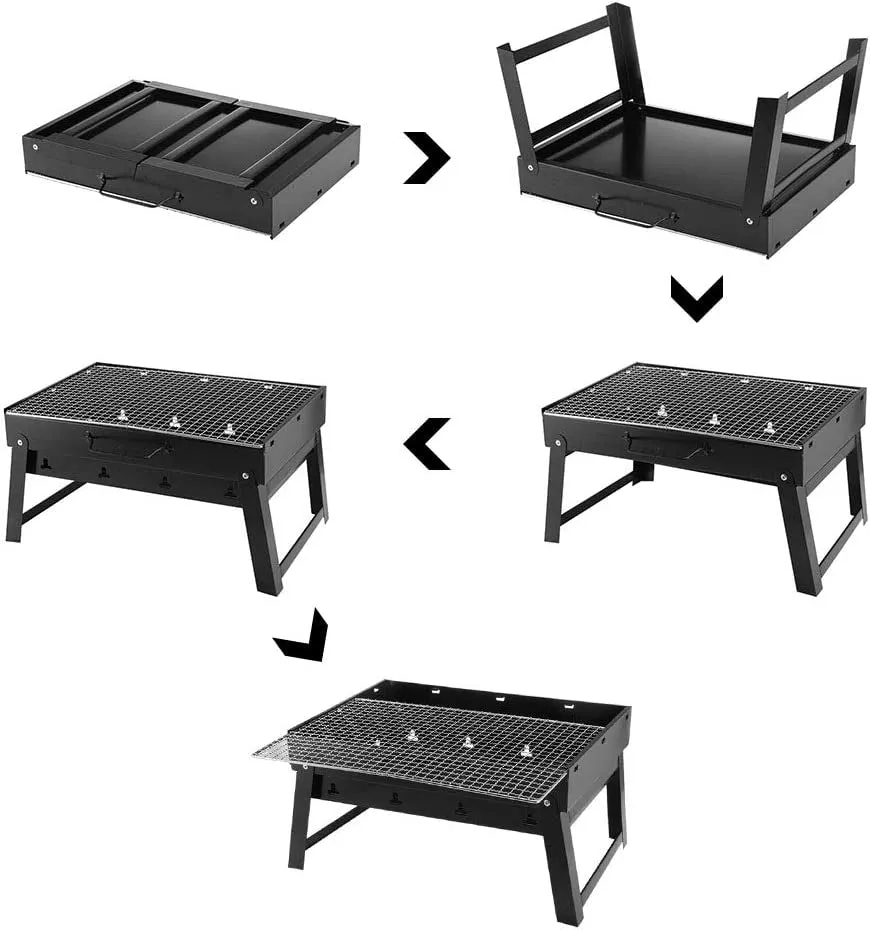 stainless steel portable folding charcoal bbq grill