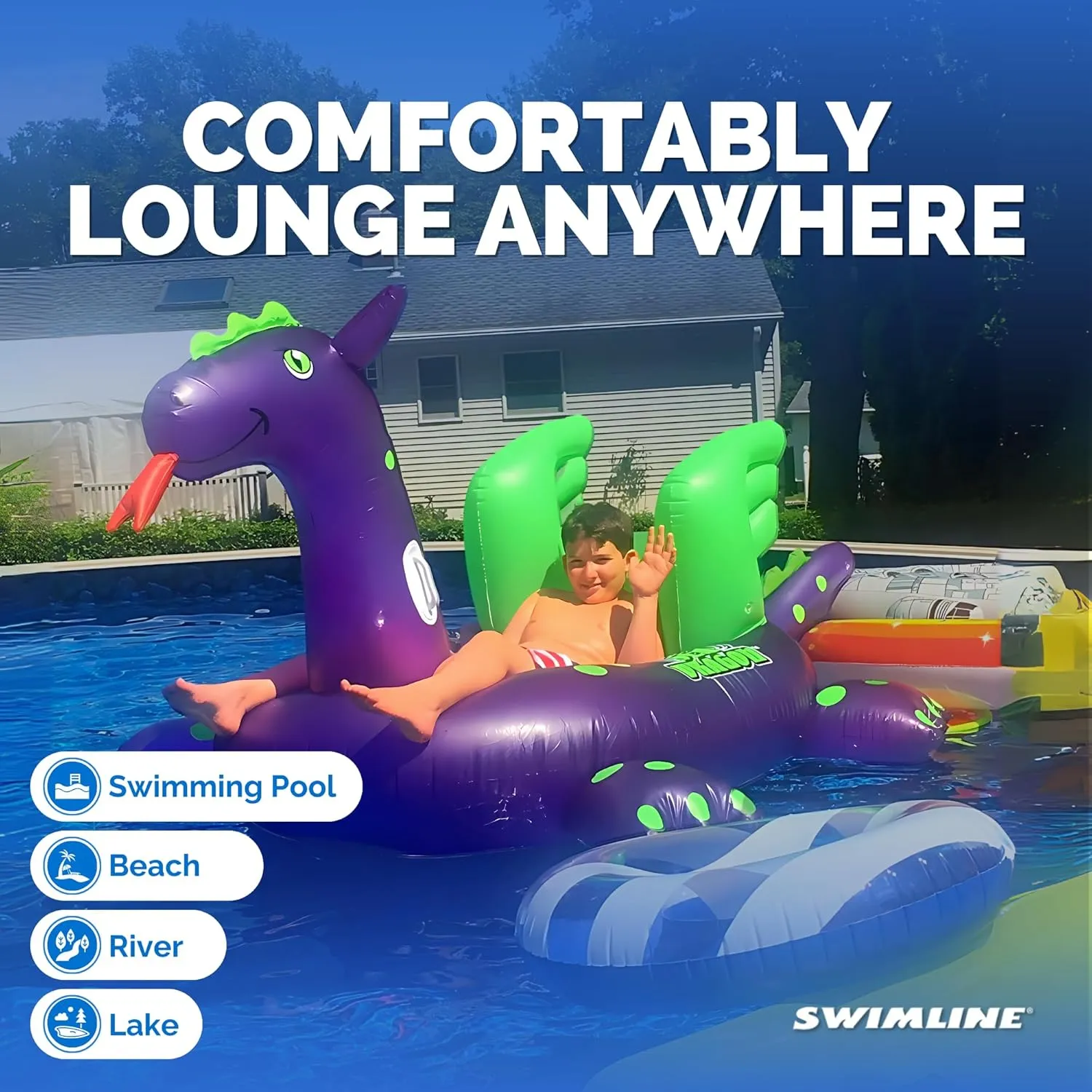 SWIMLINE Original 90701 Inflatable Golden Goose Pool Float | Luxury Ride-On Raft with Stable Wings & Legs |Lounge Floatie Great for Poolside Lounging & Summer Fun