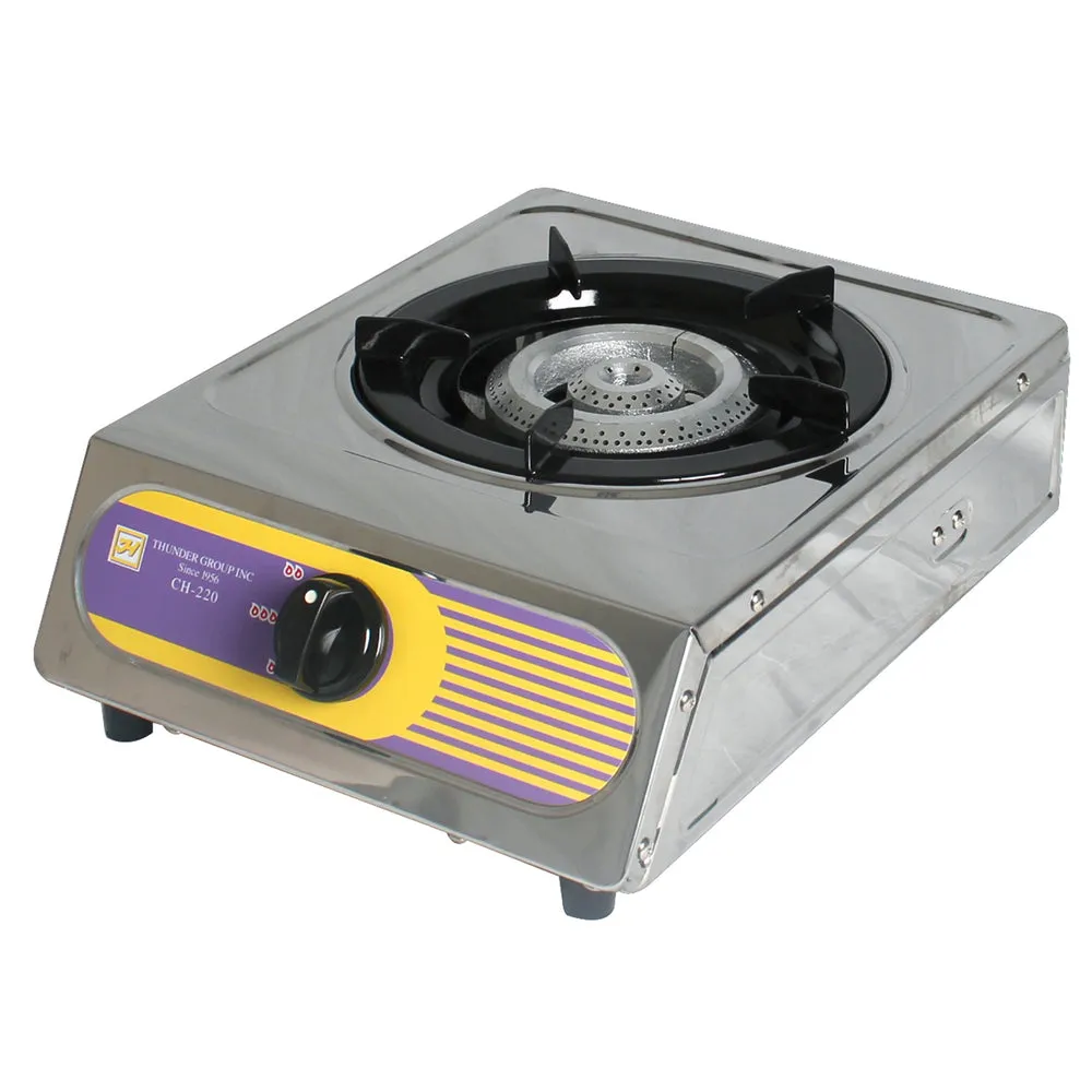 Thunder Group SLST001 11.50" Stainless Steel Single Stove with Zinc Plated  Case and Cast Iron Stove, LPG, 16,500 BTU