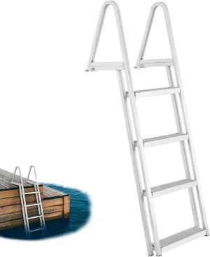 VEVOR Removable Dock Ladder 3/4/5 Steps, 350/500lbs Load Capacity, Aluminum Swim Ladders, Pontoon Boat Ladder with Nonslip Design for Lake, Marine Boarding, Pool