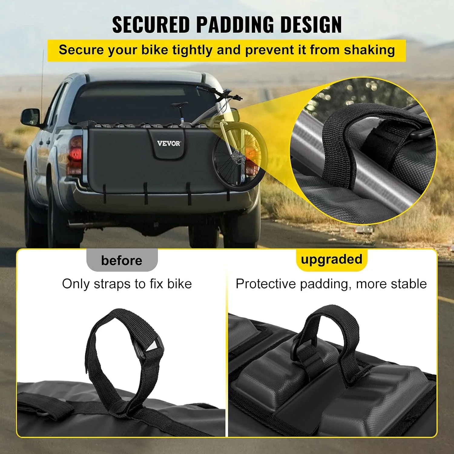 VEVOR Tailgate Bike Pad, Tailgate Protection Cover Carries UP to 5 Mountain Bikes, 54" Bike Pickup Pad for Pickup Truck, Upgraded