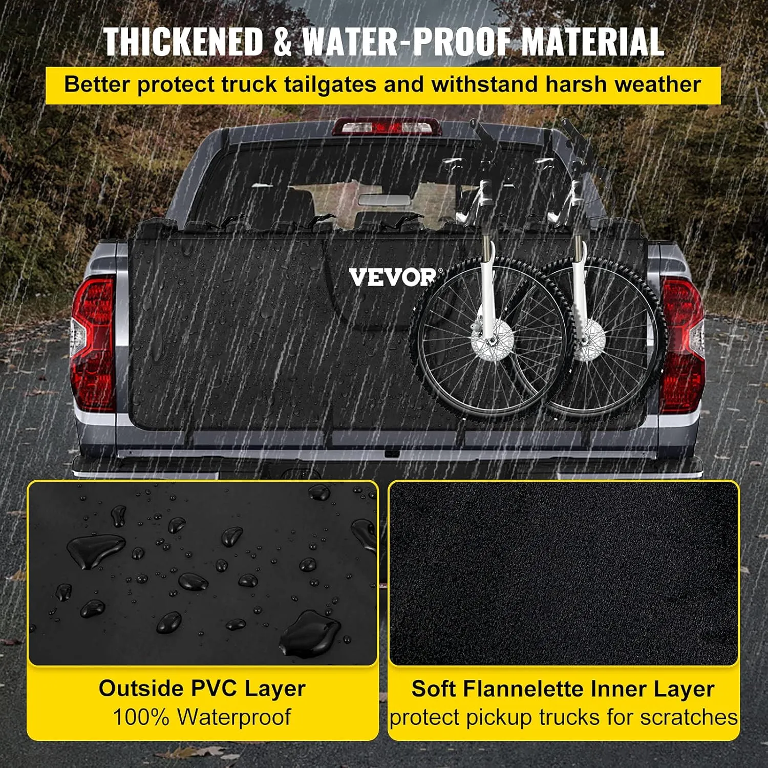 VEVOR Tailgate Bike Pad, Tailgate Protection Cover Carries UP to 5 Mountain Bikes, 54" Bike Pickup Pad for Pickup Truck, Upgraded