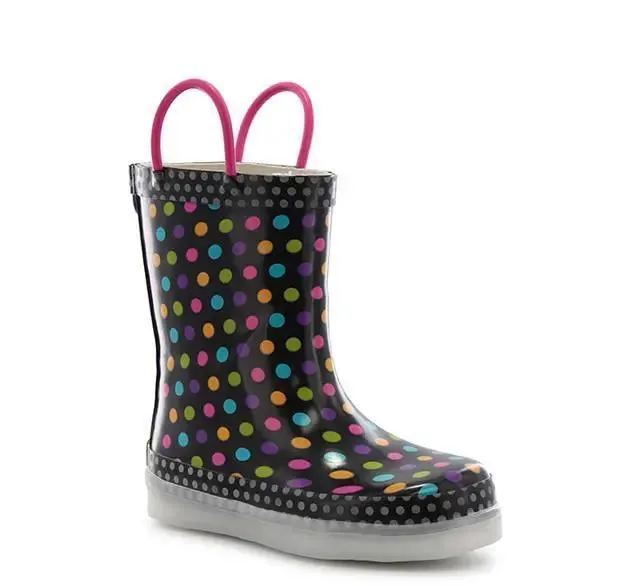Washington Shoe Diva Dot Multi LED Rain Boots – Light-Up Fun for Rainy Days