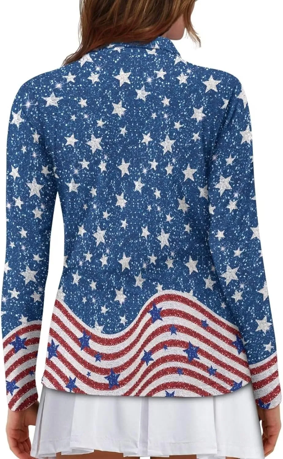 Women's Golf Polo Shirts Long Sleeve V Neck Tennis Shirt Quarter Zip Pullover Running Tops for Ladies XS-XXL