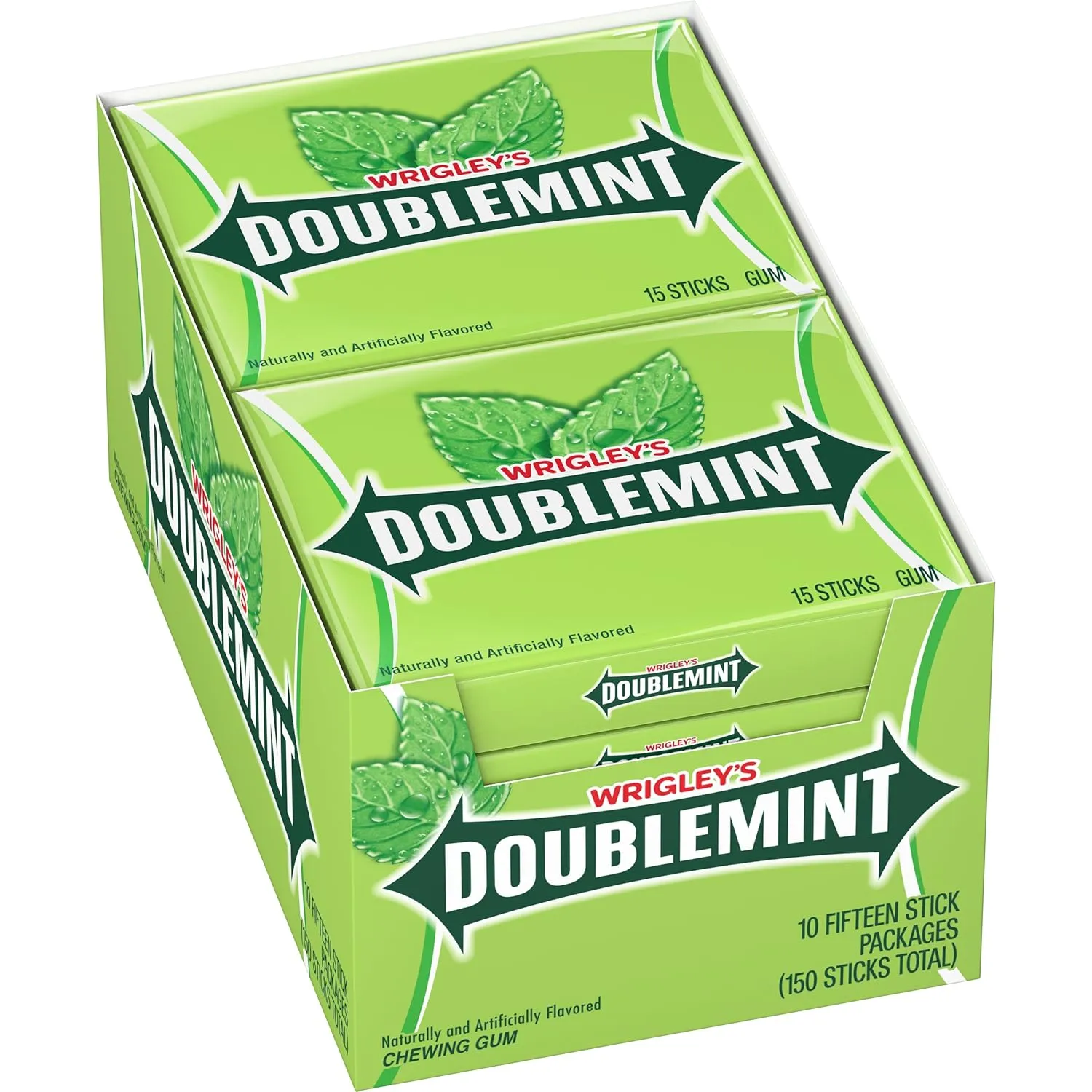WRIGLEY'S DOUBLEMINT Mint Gum Chewing Gum Bulk Pack, 15 Stick (Pack of 10)